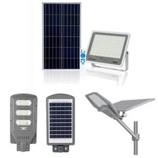 FARO LED SOLARE LAMPIONE DA ESTERNO STRADALE FARETTO LUCE NATURALE 5000K TELECOM