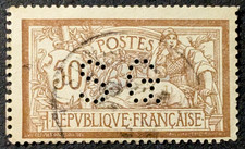 Francia 1900 Mi97x Perfins