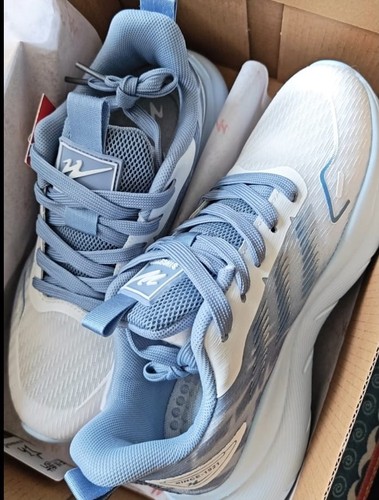 Women white blue sneakers