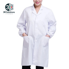 CAMICE LABORATORIO Infermiera Bianco Unisex a Maniche Lunghe Medica Uniforme Da