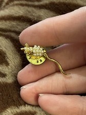 Vintage Mouse Gold Tone Enamel