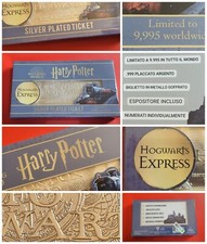 Biglietto treno🚆HARRY POTTER placato ARGENTO espositore❗️NUMERATO targa emblema