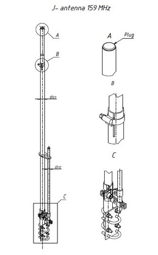 Antenna radio marittima 150 - , cm