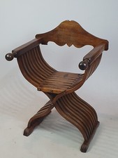 ANTICA POLTRONA - SEDIA SAVONAROLA NOCE SEC.XVIII