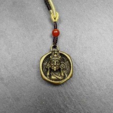 Amuleto Drashi Lhamo doppia faccia, ciondolo buddista tibetano vintage, Zashi Lhamo