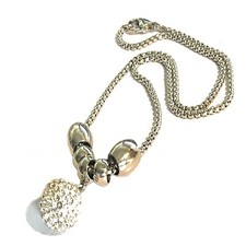 Collana da donna in acciaio inox con ciondolo sfera swarovski  zirconi catenina