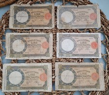 LOTTO BANCONOTE ITALIANE 50 LIRE LUPETTA REGNO D'ITALIA ANNI '30/'40 MB/MB+