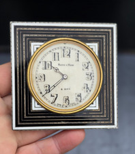 TRAVEL CLOCK SILVER ENAMEL ART