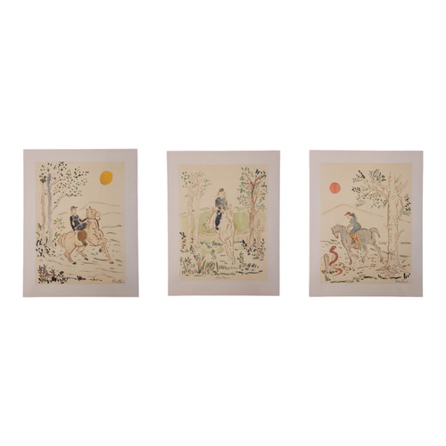 Scene equestri tre dipinti - equestri,