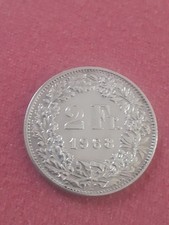 MONETA SVIZZERA HELVETICA  2 FRANCHI  ANNO 1968 CIRCOLATA