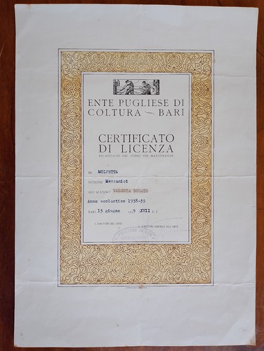 Certificato licenza ente - certificato,