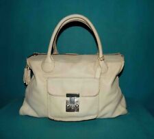 Grande Borsa Mango Pelle Bianco Biancastro Usato Spalla Formato A4