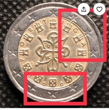 2 euro Portogallo 2002 con errore di conio