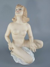 FIGURINA PORCELLANA VINTAGE WALLENDORF DONNA NUDA CHE GUARDA c1990