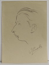 drawing DISEGNO BOZZETTO a china su Carta " Profilo di Uomo  " 1800