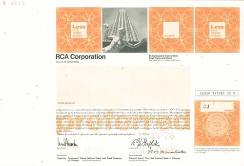 Rca corporation certificato - corporation,