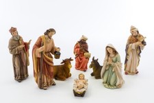 Set Statue Natività Presepe Completo 8 Pezzi in resina decorato a mano 20 CM