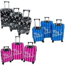 Relax World Set 3 Valigie Trolley Rigide, Design 'Fly & Discover', Ruote Girevol