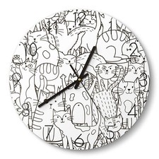 DEQORI orologio in vetro 'gatti fumetti' orologio da parete vetro orologio design silenzioso, varie versioni