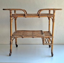 Carrello Bar in Bambu' e Rattan anni '70
