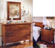 TRITTICO COMO' + 2 COMODINI COMODINO CASSETTONE CAMERA NOCE  MASSELLO