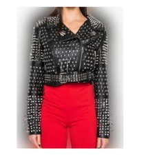 Giacca moto donna nera fatta a