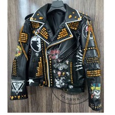 Giacca pelle borchie toppe