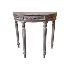 Consolle Legno Teak Mezzotondo Ingresso Shabby