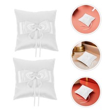  2 pezzi Portafedi nuziali: Cuscino portafedi in pizzo con perle per matrimonio,