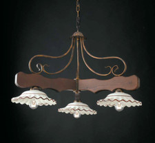 LAMPADARIO 3 LUCI IN LEGNO