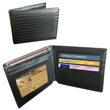 Portafoglio da uomo in pelle nero porta carte di credito slim  piccolo sottile