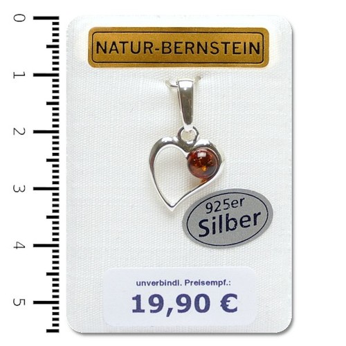 Ciondolo cuore ambra naturale