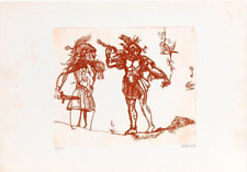 ROBERTO FLORIS OPERA incisione Acquaforte  arte pittore origine SARDA anno 1973