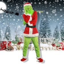 2025 Costume Adulto Il Grinch Uomo Natale Babbo Natale Cosplay Set Completo Fantasia