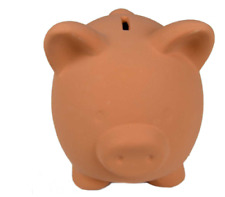 MAIALINO SALVADANAIO TERRACOTTA PORTA MONETE BANCONOTE SOLDI FESSURA SUPERIORE