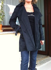 SPOLVERINO TRENCH COTONE ZARA TG. 40 NERO SCIANCRATO SOPRABITO CAPPOTTO GIACCA