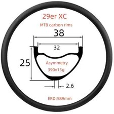 Cerchio bici MTB carbonio 29er XC super leggero UD senza gancio/tubeless opaco/ruota lucida