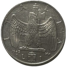 1 LIRA 1942- XIX - VITTORIO
