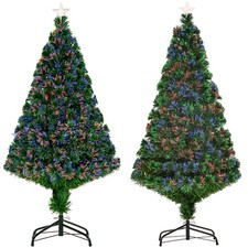 HOMCOM Albero di Natale Artificiale Rami Illuminazione Fibra Ottica