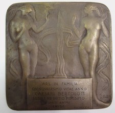 *TRIU* BRESCIA RARA PLACCA IN BRONZO 1925 a Cesare Bertolotti e Ars in Familia