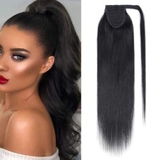 SEGO Coda Capelli Extension Veri Clip Cavallo Ponytail Aderire Fascia Unica Nera