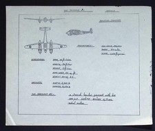 Original WWII Breguet 691 Recognition Drawing – French Fighter-Bomber Aircraft