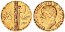 Italia 20 Lire Oro 1923 R Vittorio Emanuele III 1900-1946, ss-vz 129411