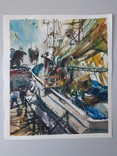 Massimiliano D'Amico, barca da pesca ad Amalfi - acquerello originale con certificato