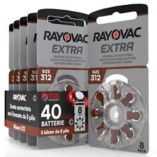 40 Batterie PILE RAYOVAC Extra 312 per Apparecchi Acustici PROTESI udito PR41