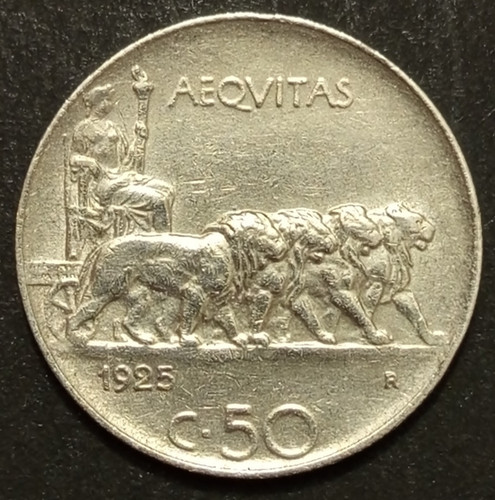 Centesimi lire leoni 1925 - 50,