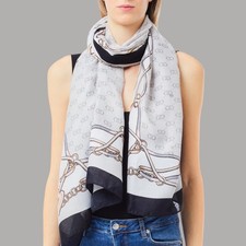 Liu Jo stola grigio ghiaccio 70X180 sciarpa con logo all over art. 2F5079T0300