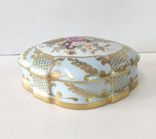 Scatola portagioie in ceramica di Limoges decorata a mano