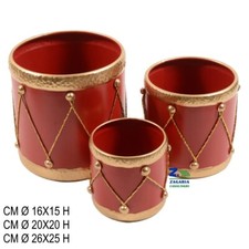 SET 3 CESTE ROSSE IN METALLO