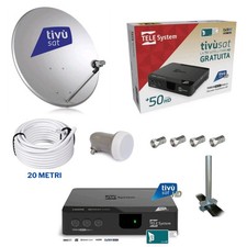 KIT- SATELLITARE TIVÙSAT DECODER HD + PARABOLA 45CM + LNB + CAVO 20+ SUPPORTO 